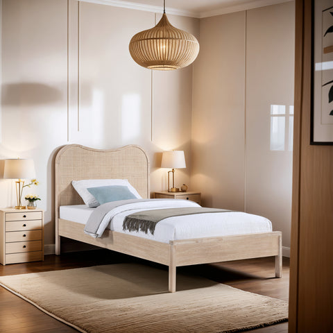 Prescott Natural Natural Cane And Solid Wood Twin Bed, 1 Piece