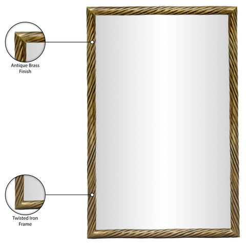 Mira 20" Gold Iron Frame Mirror, 1 Piece