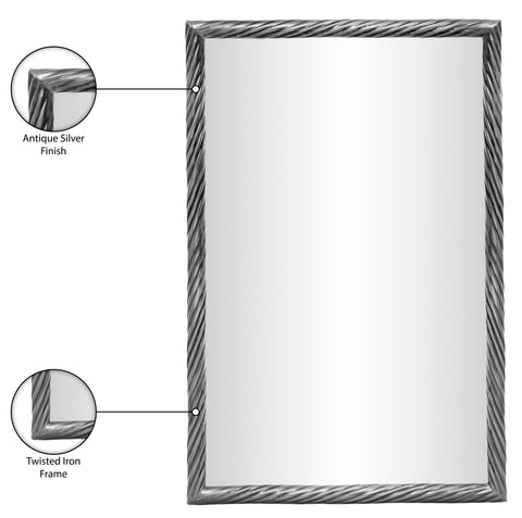 Mira 20" Silver Iron Frame Mirror, 1 Piece
