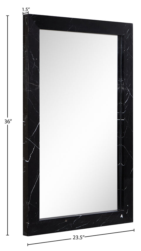 Sage 23.5" Black Genuine Marble Frame Mirror, 1 Piece