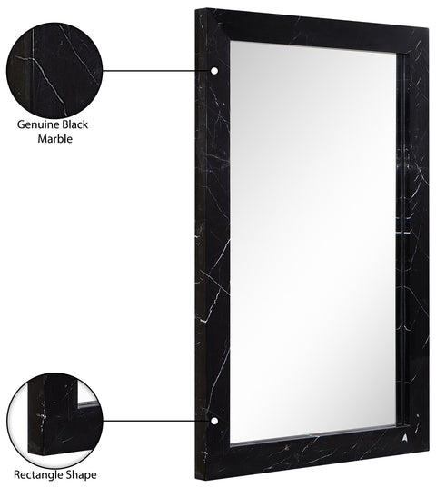 Sage 23.5" Black Genuine Marble Frame Mirror, 1 Piece