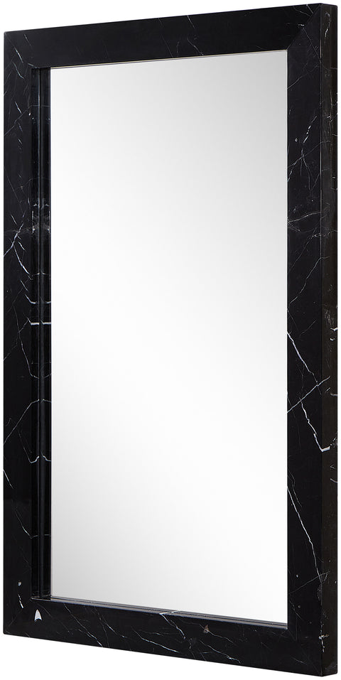 Sage 23.5" Black Genuine Marble Frame Mirror, 1 Piece