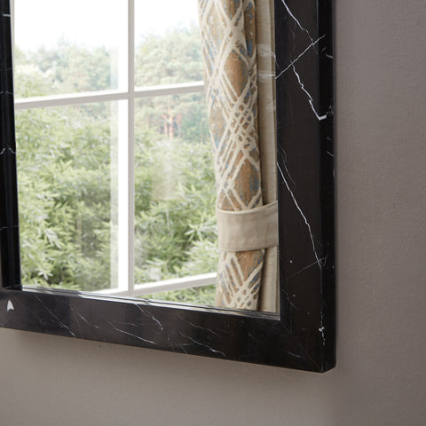 Sage 23.5" Black Genuine Marble Frame Mirror, 1 Piece