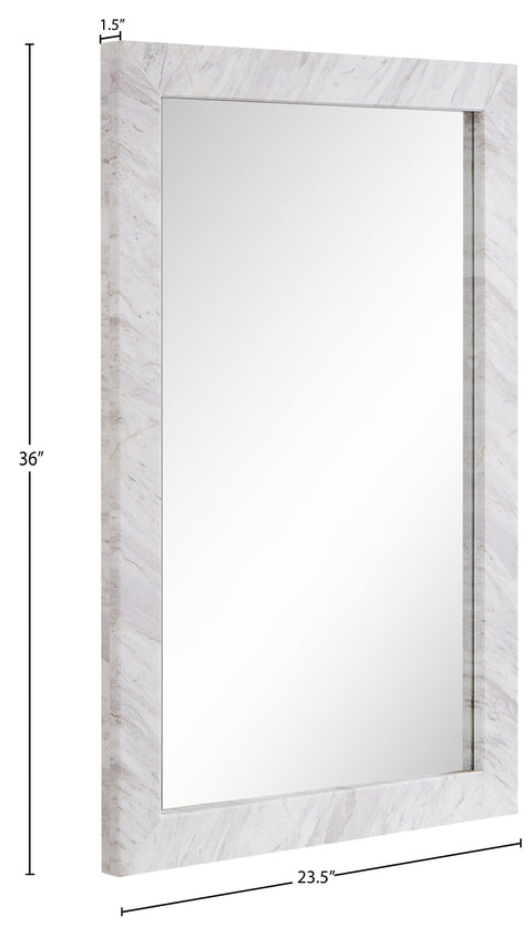Sage 23.5" White Genuine Marble Frame Mirror, 1 Piece