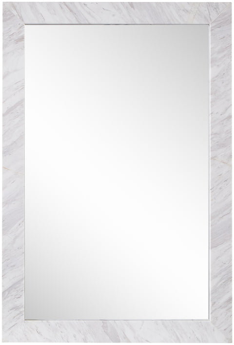 Sage 23.5" White Genuine Marble Frame Mirror, 1 Piece