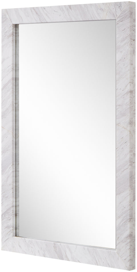 Sage 23.5" White Genuine Marble Frame Mirror, 1 Piece