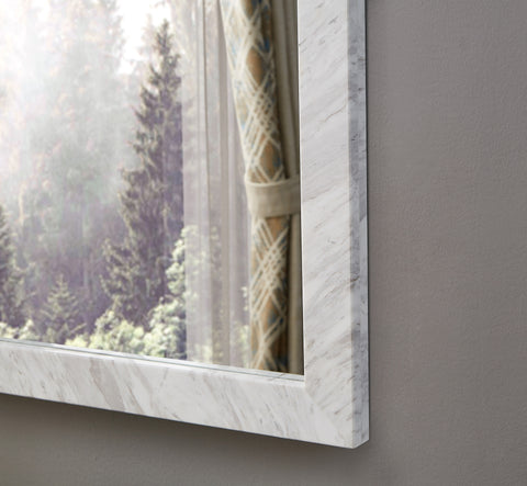 Sage 23.5" White Genuine Marble Frame Mirror, 1 Piece