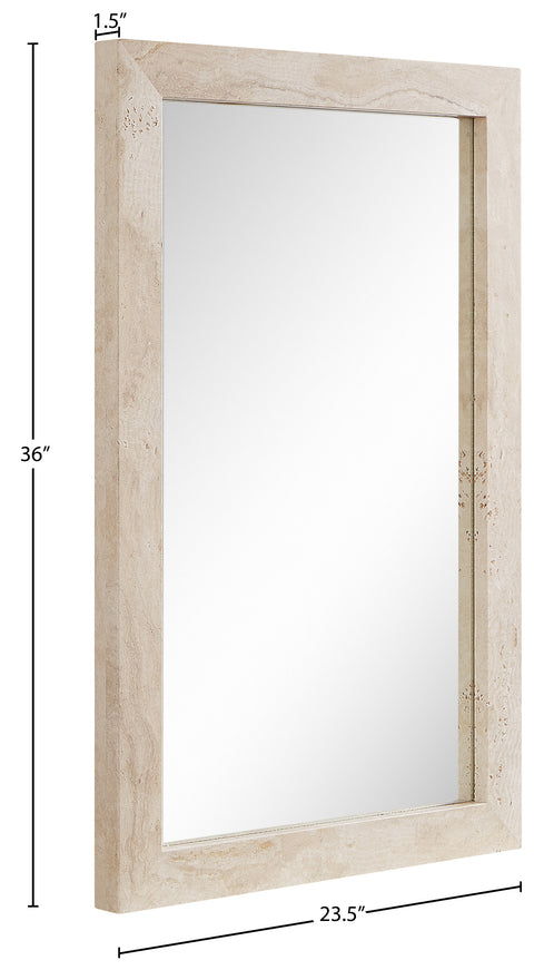 Sage 23.5" Natural Genuine Travertine Frame Mirror, 1 Piece