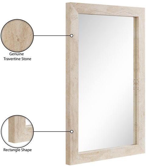 Sage 23.5" Natural Genuine Travertine Frame Mirror, 1 Piece