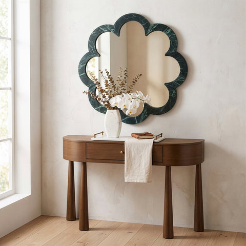 Darcy 36" Green Genuine Marble Frame Mirror, 1 Piece