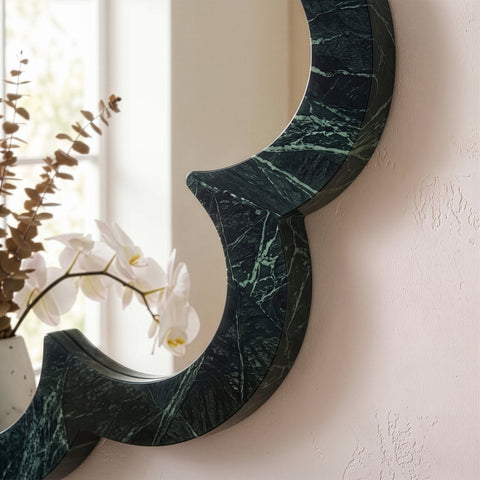 Darcy 36" Green Genuine Marble Frame Mirror, 1 Piece