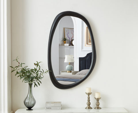Florence 27.5" Black Polyresin Frame Mirror, 1 Piece