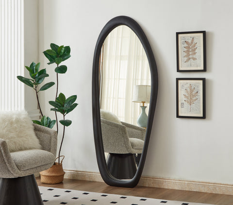 Florence 30" Black Polyresin Frame Mirror, 1 Piece