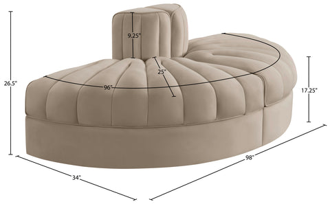 Talia Beige Velvet Performance Fabric Upholstered Sofa, 2-Piece
