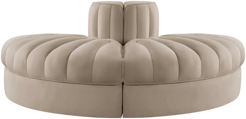Talia Beige Velvet Performance Fabric Upholstered Sofa, 2-Piece