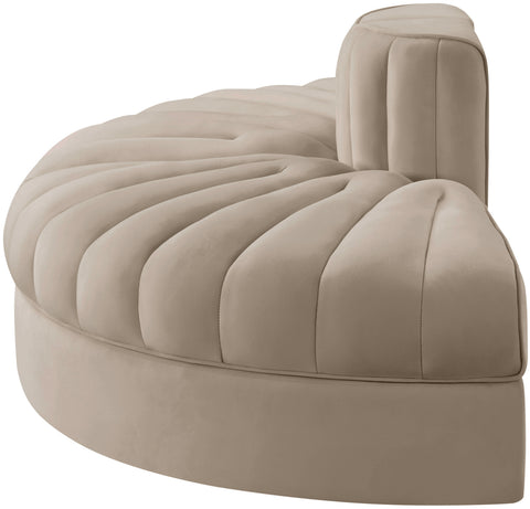 Talia Beige Velvet Performance Fabric Upholstered Sofa, 2-Piece