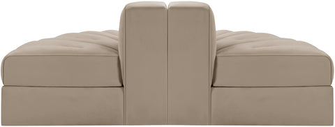 Talia Beige Velvet Performance Fabric Upholstered Sofa, 2-Piece