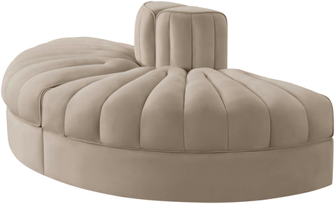 Talia Beige Velvet Performance Fabric Upholstered Sofa, 2-Piece