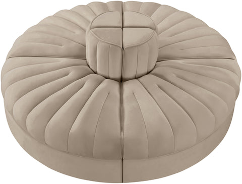 Talia Beige Velvet Performance Fabric Upholstered Sofa, 4-Piece