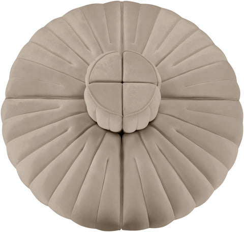 Talia Beige Velvet Performance Fabric Upholstered Sofa, 4-Piece