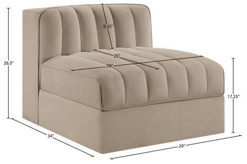Talia Beige Velvet Performance Fabric Upholstered Chair, 1 Piece