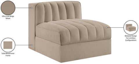 Talia Beige Velvet Performance Fabric Upholstered Chair, 1 Piece