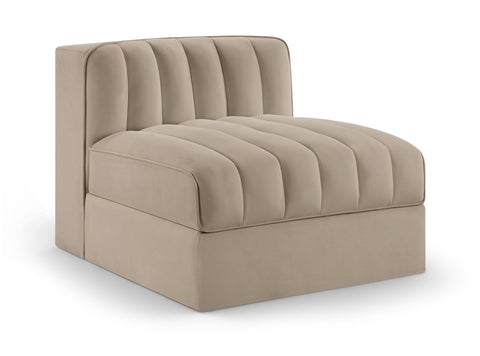 Talia Beige Velvet Performance Fabric Upholstered Chair, 1 Piece