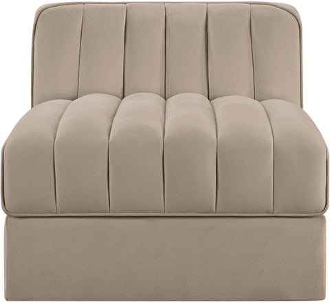 Talia Beige Velvet Performance Fabric Upholstered Chair, 1 Piece