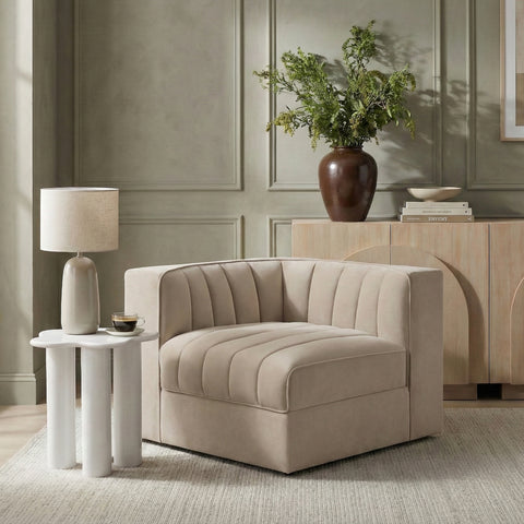 Talia Beige Velvet Performance Fabric Upholstered Chair, 1 Piece (Style 2)