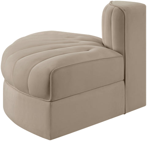 Talia Beige Velvet Performance Fabric Upholstered Chair, 1 Piece (Style 3)