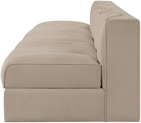 Talia Beige Velvet Performance Fabric Upholstered Sofa, 4-Piece (Style 2)