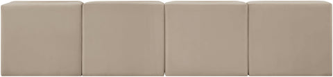 Talia Beige Velvet Performance Fabric Upholstered Sofa, 4-Piece (Style 2)