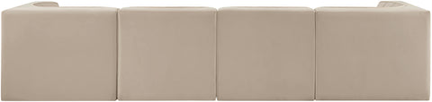 Talia Beige Velvet Performance Fabric Upholstered Sofa, 4-Piece (Style 3)