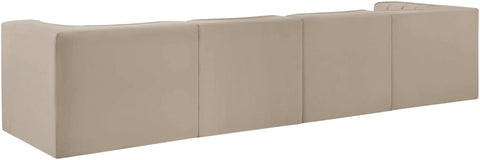 Talia Beige Velvet Performance Fabric Upholstered Sofa, 4-Piece (Style 3)