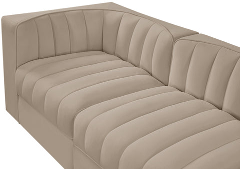 Talia Beige Velvet Performance Fabric Upholstered Sofa, 5-Piece
