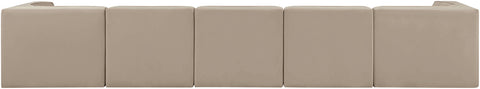 Talia Beige Velvet Performance Fabric Upholstered Sofa, 5-Piece