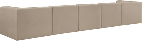 Talia Beige Velvet Performance Fabric Upholstered Sofa, 5-Piece