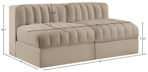 Talia Beige Velvet Performance Fabric Upholstered Loveseat, 2-Piece