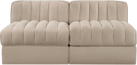 Talia Beige Velvet Performance Fabric Upholstered Loveseat, 2-Piece