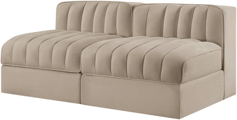 Talia Beige Velvet Performance Fabric Upholstered Loveseat, 2-Piece