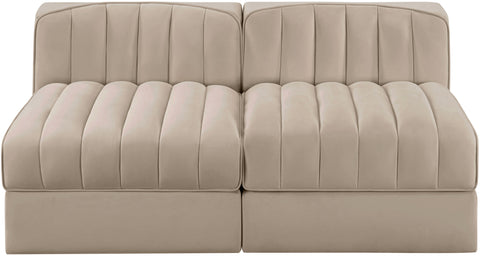 Talia Beige Velvet Performance Fabric Upholstered Loveseat, 2-Piece