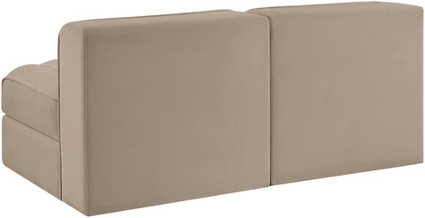 Talia Beige Velvet Performance Fabric Upholstered Loveseat, 2-Piece