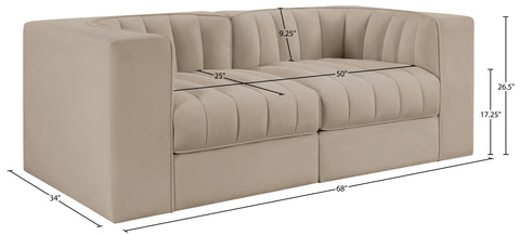 Talia Beige Velvet Performance Fabric Upholstered Loveseat, 2-Piece (Style 2)