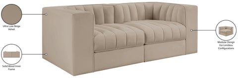 Talia Beige Velvet Performance Fabric Upholstered Loveseat, 2-Piece (Style 2)