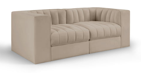 Talia Beige Velvet Performance Fabric Upholstered Loveseat, 2-Piece (Style 2)