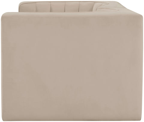 Talia Beige Velvet Performance Fabric Upholstered Loveseat, 2-Piece (Style 2)