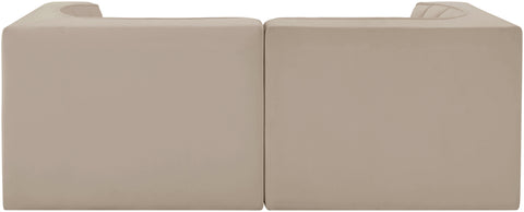Talia Beige Velvet Performance Fabric Upholstered Loveseat, 2-Piece (Style 2)