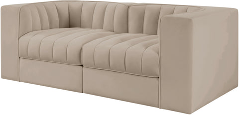Talia Beige Velvet Performance Fabric Upholstered Loveseat, 2-Piece (Style 2)