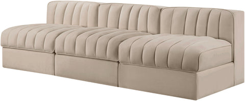 Talia Beige Velvet Performance Fabric Upholstered Sofa, 3-Piece