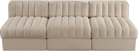 Talia Beige Velvet Performance Fabric Upholstered Sofa, 3-Piece
